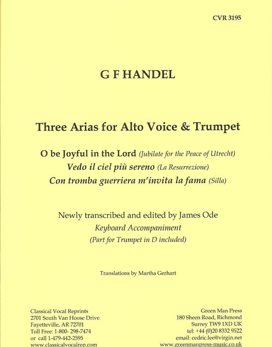 Handel: 3 Arias for Alto Voice & Trumpet