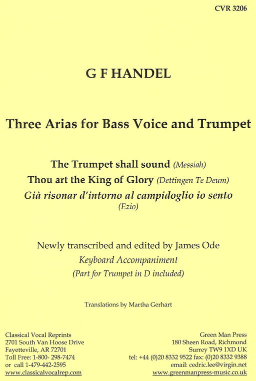 Handel: Three Arias for Bass Voice & Trumpet