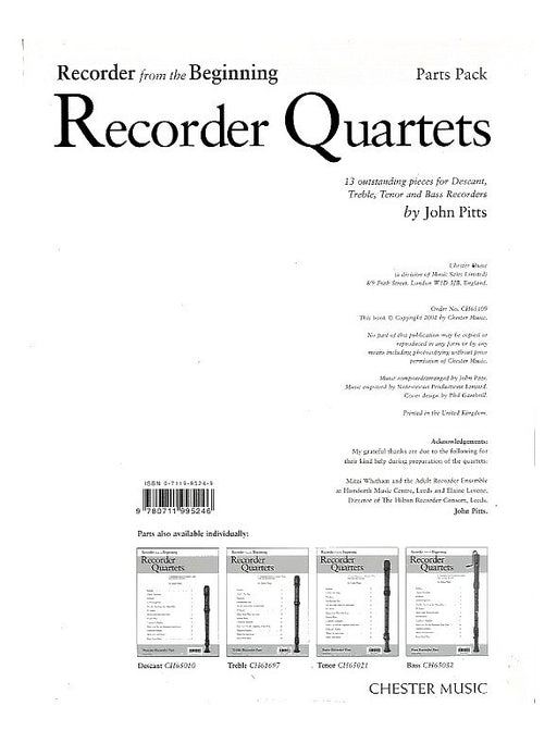 Various: Recorder from the Beginning Recorder Quartets - Parts