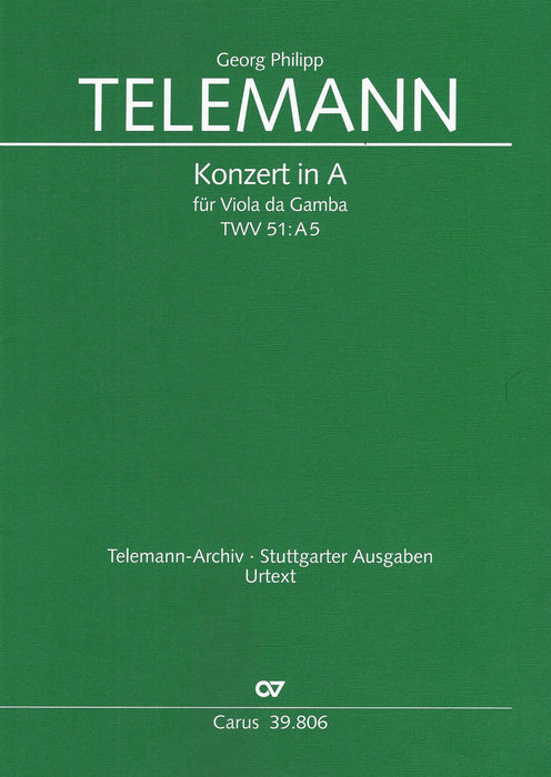 Telemann: Concerto in A Major for Viola da Gamba - Full Score