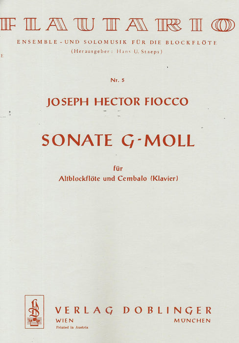 Fiocco: Sonata in G Minor for Treble Recorder and Basso Continuo