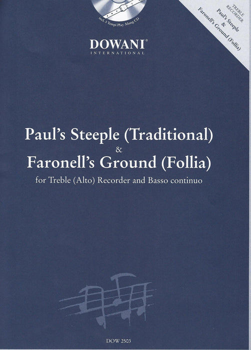 Various: Paul's Steeple and Faronell's Ground for Treble Recorder and Basso Continuo - with 3 Tempi Play Along CD