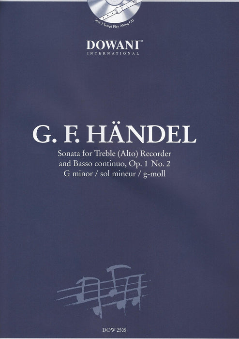 Handel: Sonata in G Minor for Treble Recorder and Basso Continuo - with 3 Tempi Play Along CD