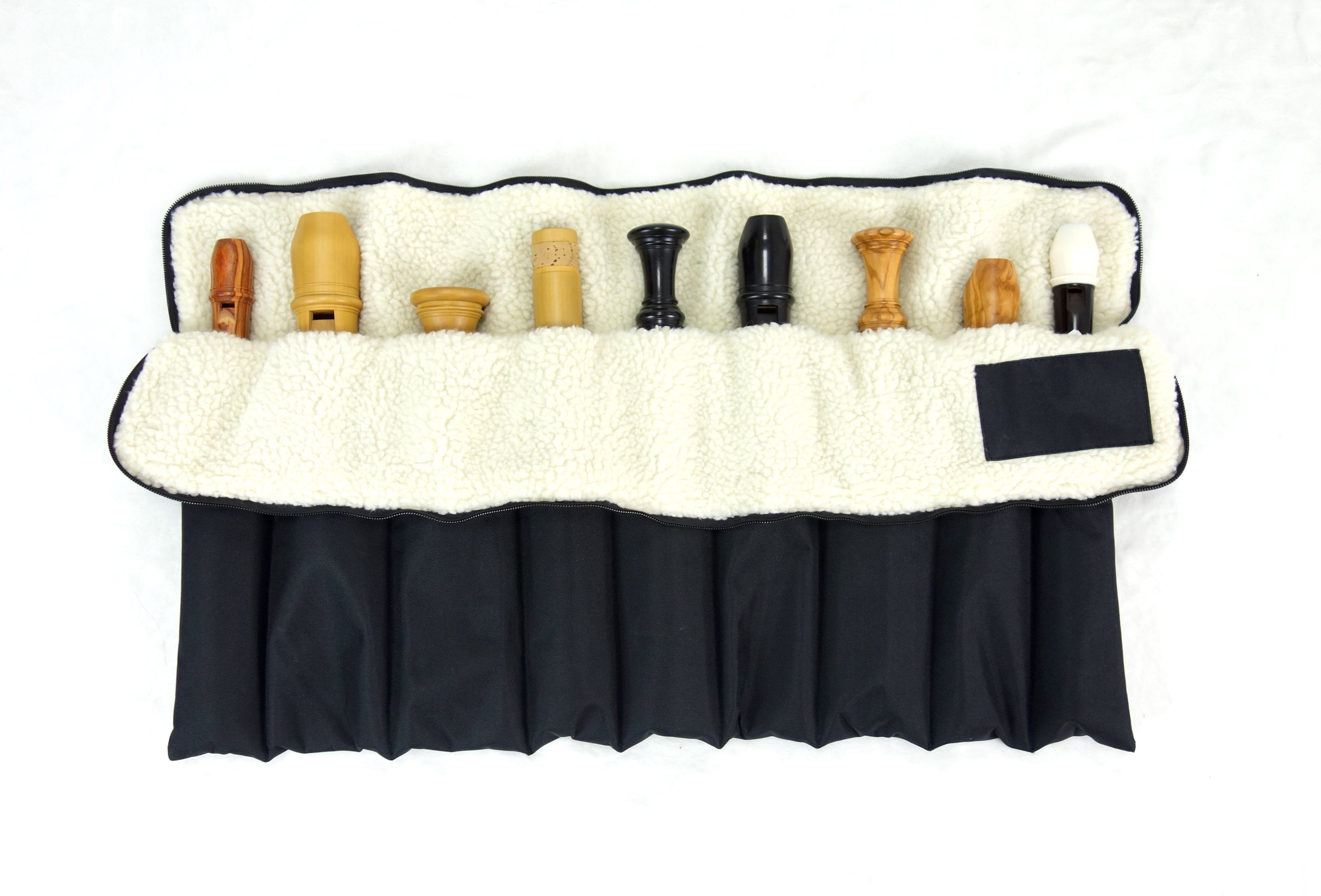 EMS 9 Slot Fleece Lined Recorder Roll Bag, Black Canvas Exterior