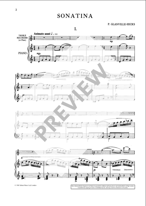 Glanville-Hicks: Sonatina for Treble Recorder and Piano