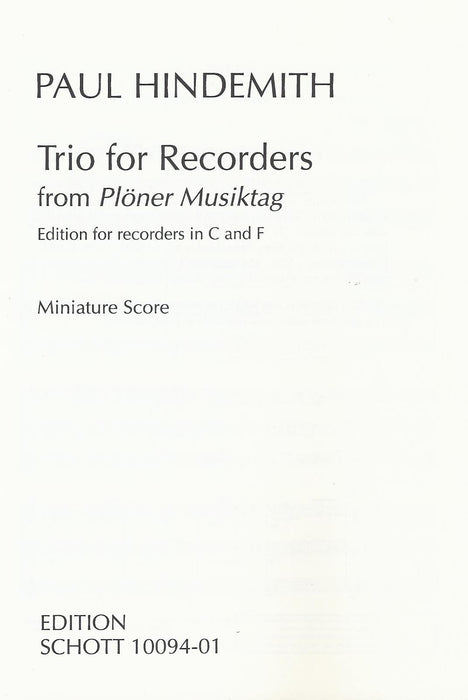 Hindemith: Trio for Recorders from Plöner Musiktag