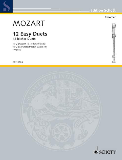 Mozart: 12 Easy Duets for 2 Descant Recorders