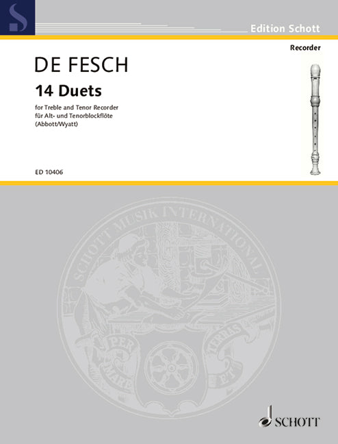 De Fesch: 14 Duets for Treble and Tenor Recorder