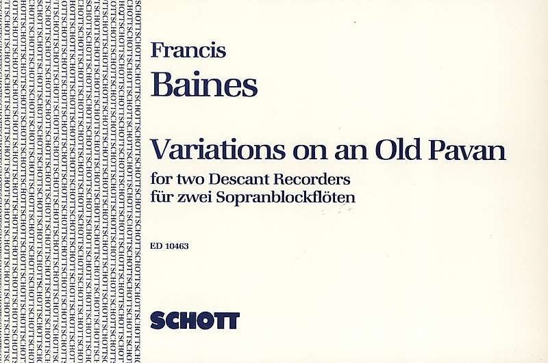 Baines: Variations on an Old Pavan for 2 Descant Recorders
