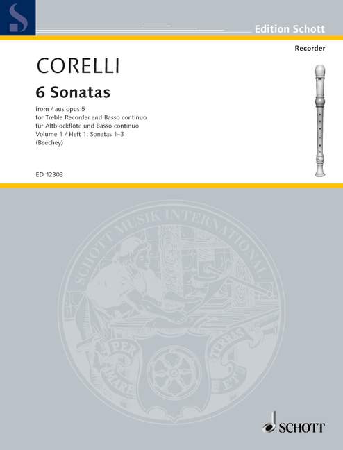 Corelli: 6 Sonatas for Treble Recorder and Basso Continuo, Op. 5, Vol. 1