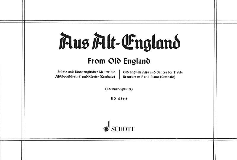 Various: From Old England - Pieces for Treble Recorder and Keyboard