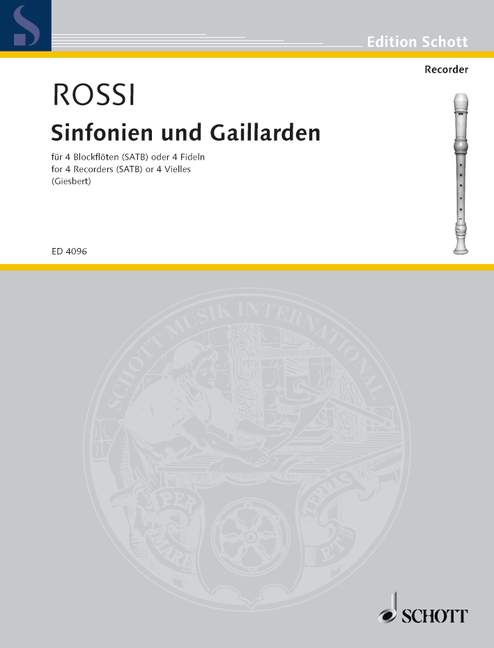 Rossi: Sinfonias and Gaillards for 4 Recorders
