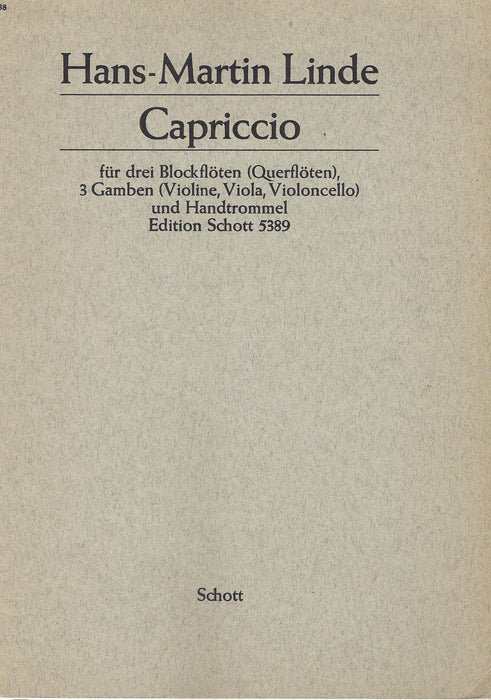 Linde: Capriccio for 3 Recorders, 3 Viols and Drum