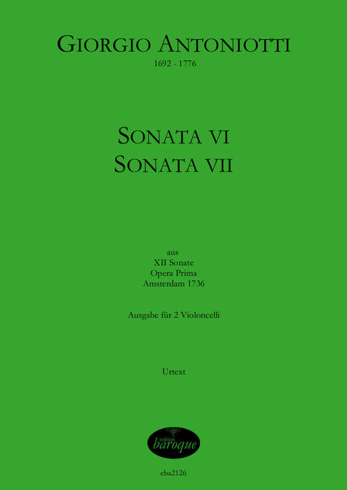 Antoniotti: Sonatas VI and VII for 2 Violoncellos