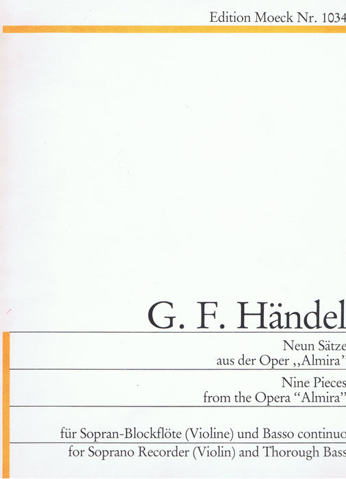 Handel: 9 Pieces from the Opera "Almira" for Descant Recorder and Basso Continuo