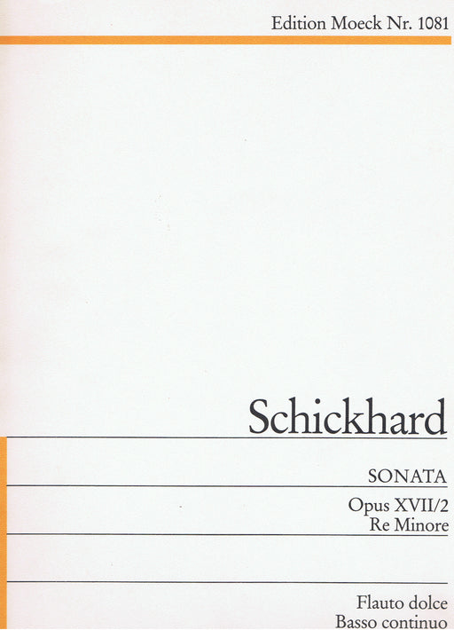 Schickhard: Sonata in D Minor for Treble Recorder and Basso Continuo