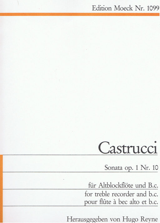 Castrucci: Sonata in D Minor Op. 1 No. 10 for Treble Recorder and Basso Continuo