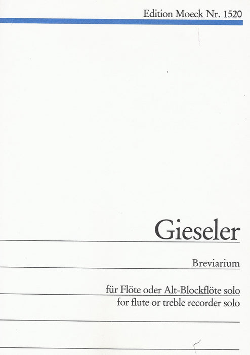 Gieseler: Breviarium for Flute or Treble Recorder Solo