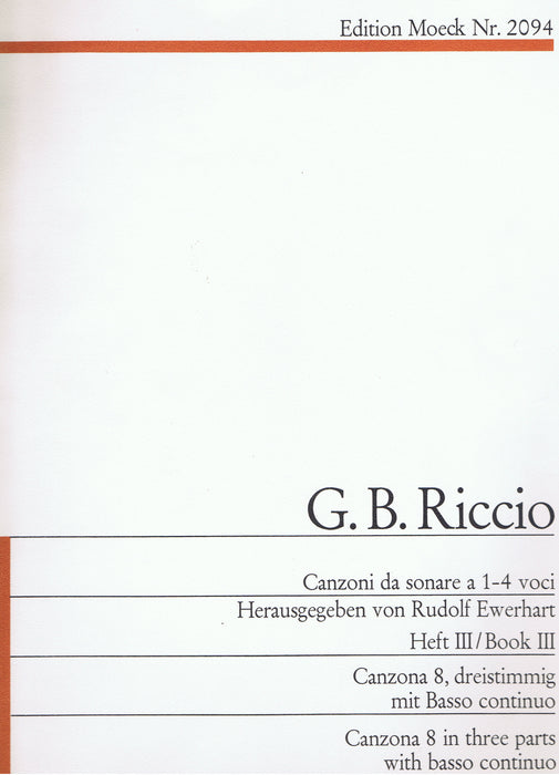 Riccio: Canzona No. 8 for 3 Instruments and Basso Continuo