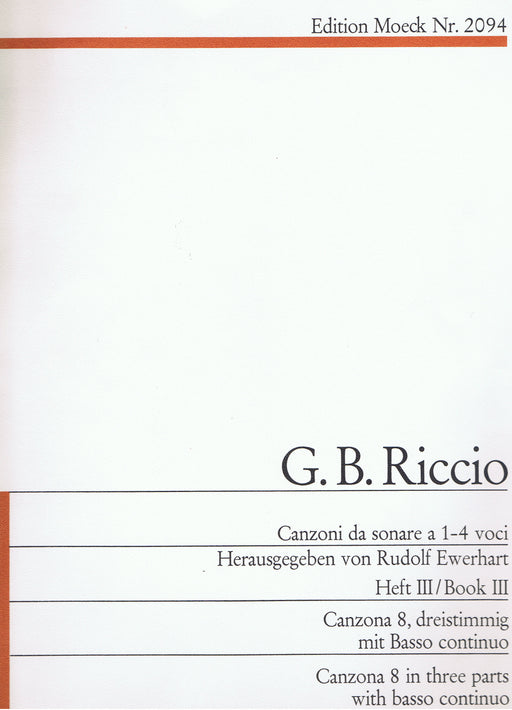 Riccio: Canzona No. 8 for 3 Instruments and Basso Continuo