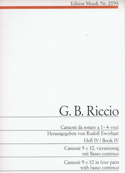 Riccio: Canzonas 9 and 10 for 4 Instruments and Basso Continuo