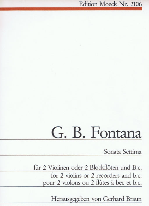 Fontana: Sonata Settima for 2 Violins or Recorders and Basso Continuo