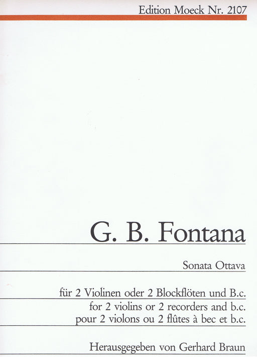 Fontana: Sonata Ottava for 2 Violins or Recorders and Basso Continuo