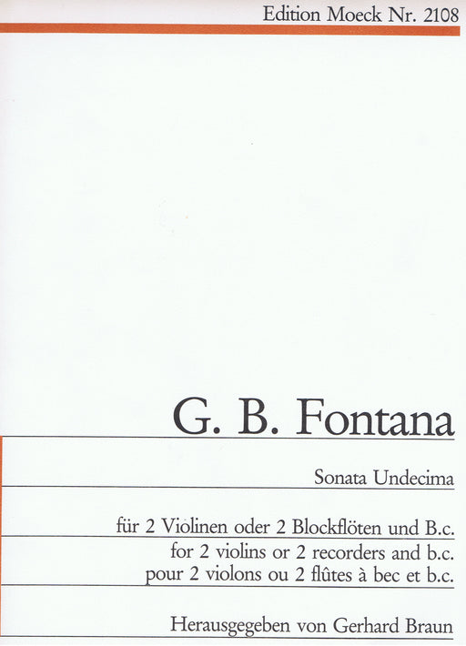 Fontana: Sonata Undecima for 2 Violins or Recorders and Basso Continuo