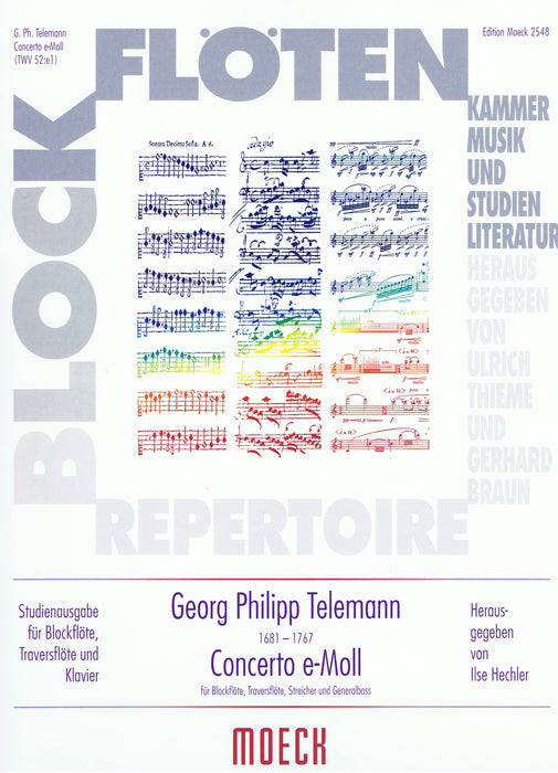 Telemann: Concerto in E Minor for Treble Recorder, Flute, Strings and Basso Continuo - Piano Reduction