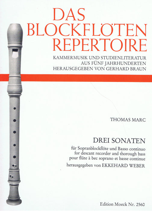 Marc: 3 Sonatas for Descant Recorder and Basso Continuo