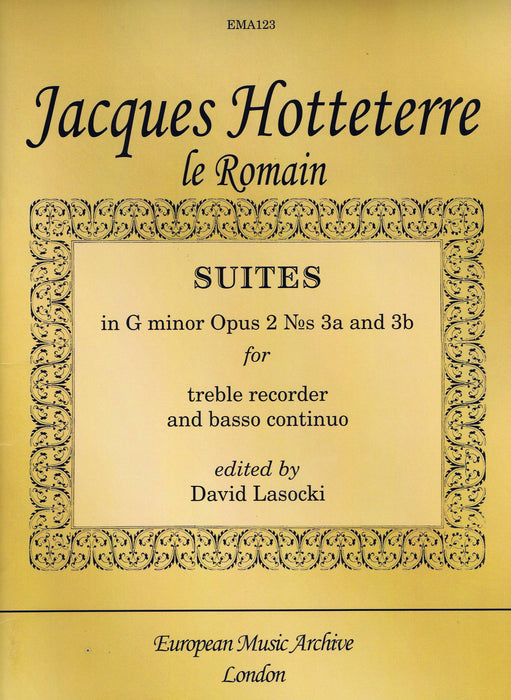 Hotteterre: Two Suites in G Minor for Treble Recorder and Basso Continuo