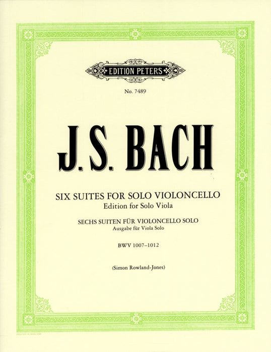 Bach: 6 Suites for Cello arranged for Viola