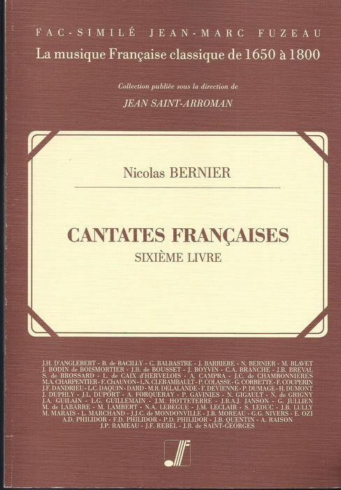Bernier: Cantates Francaises, Sixieme Livre