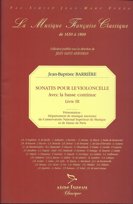 Barriere: Sonatas for Violoncello and Basso Continuo, Livre III