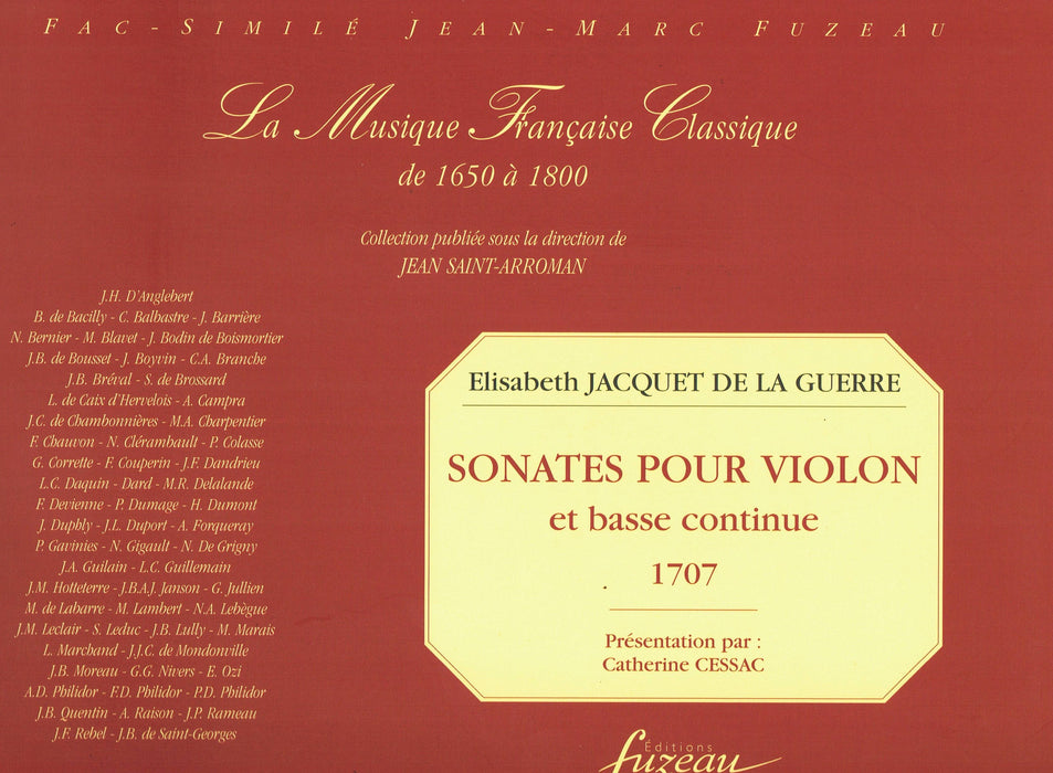Jacquet de la Guerre: Sonatas for Violin and Basso Continuo (1707)