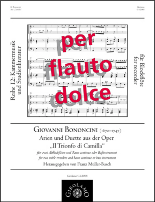 Bononcini: Arias and Duets from "Il Trionfo di Camilla" for Recorder Duet
