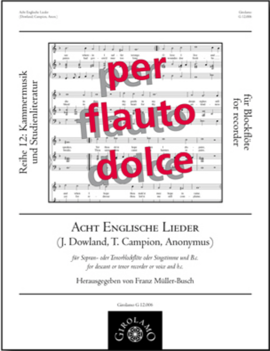 Various: 8 English Songs from c.1600 for Recorder or Voice and Continuo