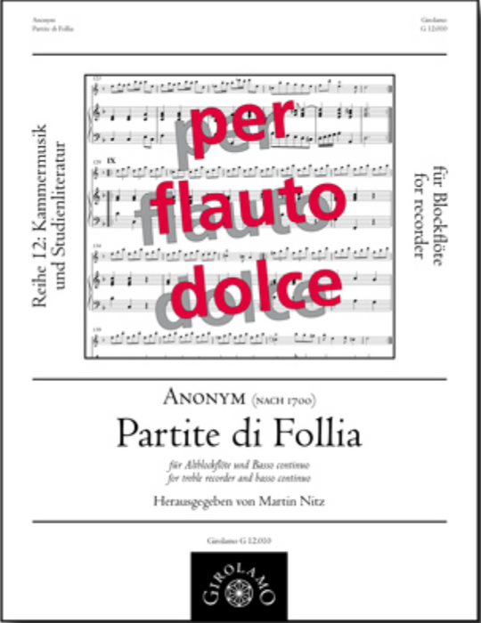 Anon: Partite di Follia for Alto Recorder and Continuo