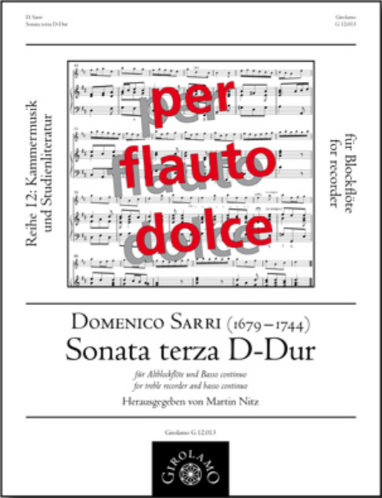 Sarri: Sonata Terza in D Major for Alto Recorder and Continuo