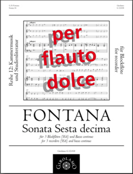 Fontana: Sonata Sesta Decima for 3 Recorders and Continuo