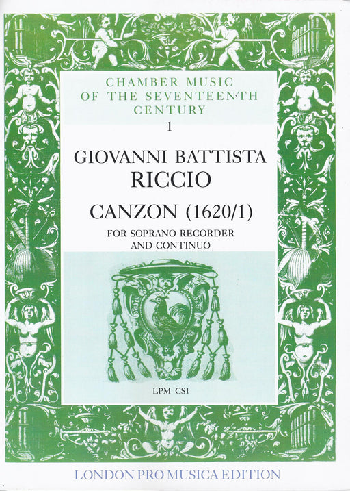 Riccio: Canzon for Descant Recorder and Basso Continuo (1620/1)