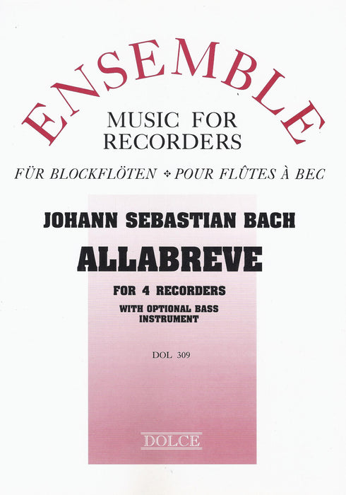 Bach: Allabreve for Recorder Quartet