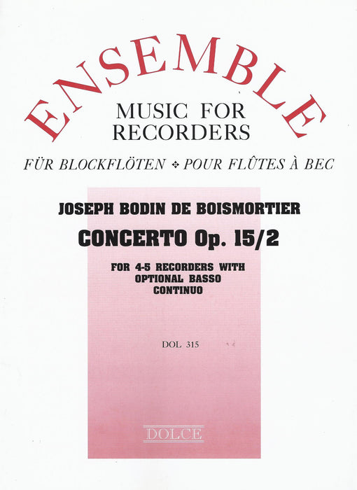 Boismortier: Concerto in C Minor Op. 15/2 for 4 Alto Recorders with Optional Basso Continuo