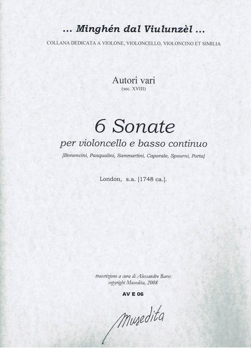 Various: 6 Sonatas for Violoncello and Basso Continuo