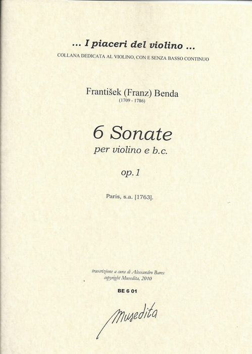 Benda: 6 Sonatas for Violin and Basso Continuo, Op. 1