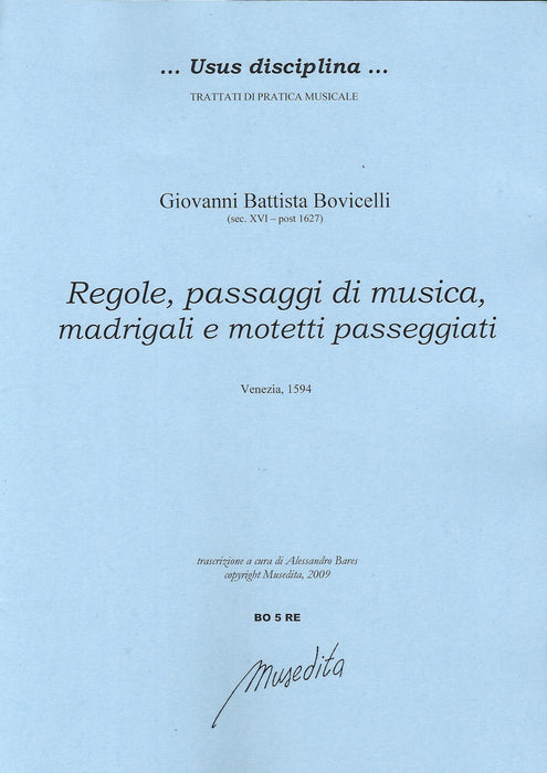 Bovicelli: Regole, passaggi di musica, madrigali e motetti passegiatti