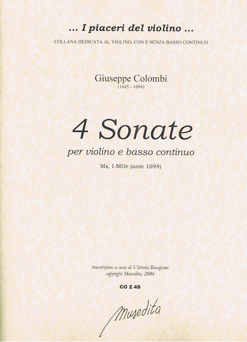 Colombi: 4 Sonatas for Violin and Basso Continuo