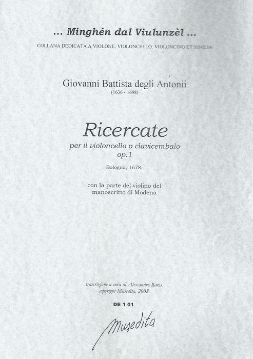 Degli Antonii: Ricercate for Violoncello and Harpsichord