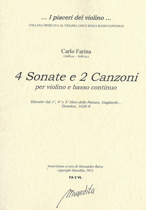Farina: 4 Sonatas and 2 Canzonas for Violin and Basso Continuo
