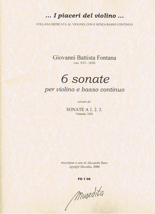 Fontana: 6 Sonatas for Violin and Basso Continuo